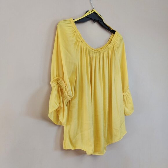 Naked Zebra yellow off the the shoulder blouse with ruffle detail on the… - Picture 2 of 6
